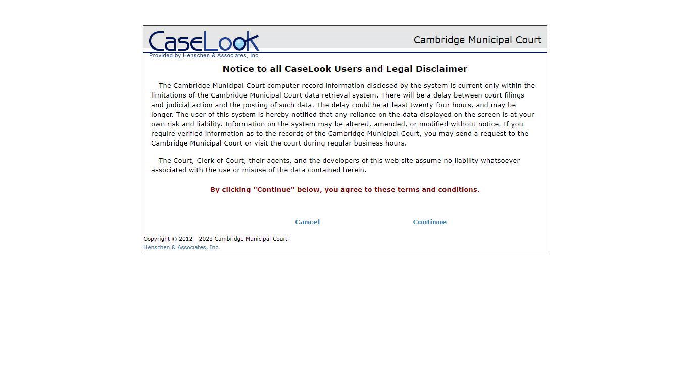 Cambridge Municipal Court - Record Search