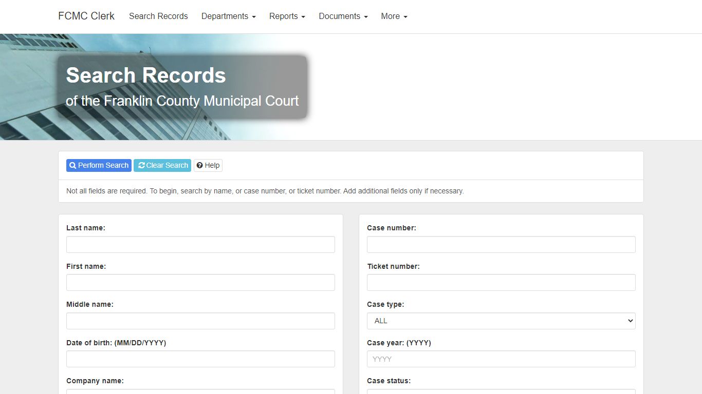 Search Records - Franklin County Municipal Court Clerk